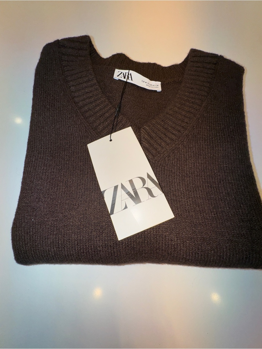 ZARA Brown Knit V-Neck Sleeveless Vest - Picture 3 of 8